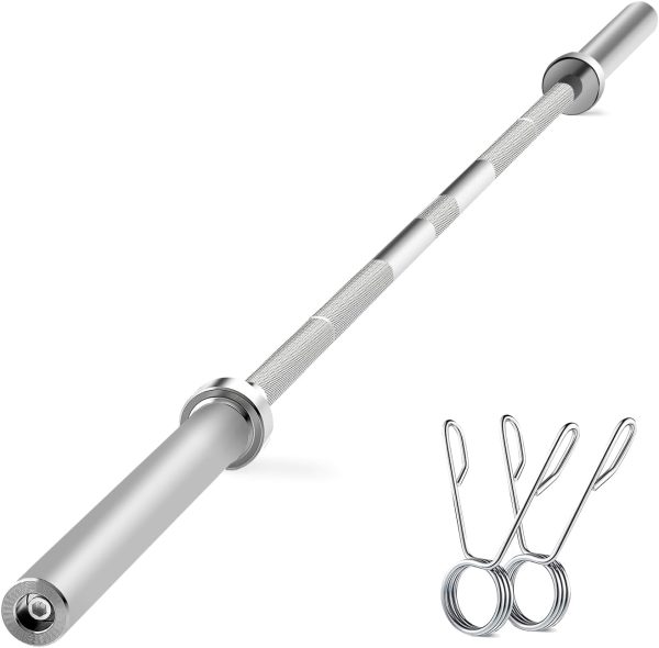 7Ft Barbell: Solid Chrome Bar for Strength Training, W, and Powerlifting - 2Inch Diameter, 700lbs