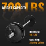 7Ft Barbell: Solid Chrome Bar for Strength Training, W, and Powerlifting - 2Inch Diameter, 700lbs