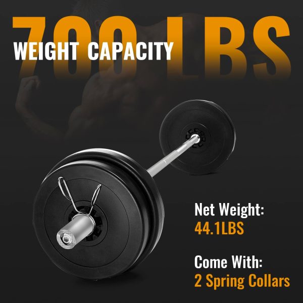 7Ft Barbell: Solid Chrome Bar for Strength Training, W, and Powerlifting - 2Inch Diameter, 700lbs