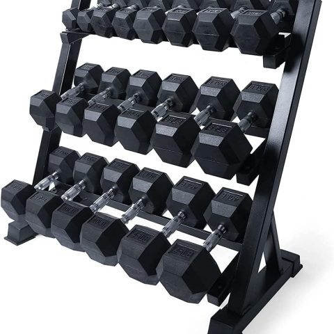 300/350/450/200/210 LB Rubber Hex Dumbbells Set with Optional Dumbbell Rack, Multi Weight Set to Choose, Ideal for Home Gym and Fitness