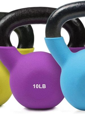 Neoprene Coated Solid Cast Iron Kettlebell 5 10 15 20 25 30 35 40 45 50 LB, Great for Full Body Workout, Cross-Training, Weight Loss & Strength Training