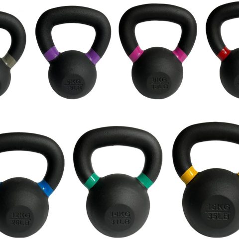 Powder Coated Cast Iron Kettlebell - Powder Coated for Durability, Available in Multiple Weights - Ideal for Strength Training and Conditioning