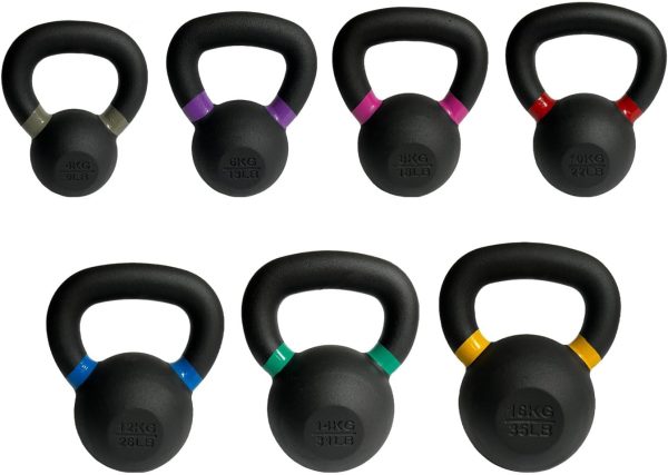 Powder Coated Cast Iron Kettlebell - Powder Coated for Durability, Available in Multiple Weights - Ideal for Strength Training and Conditioning