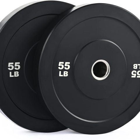 Weight Plate Set, Twin 2" Bumper Plates for Strength and Training Fitness, Olympic Weight Set with Rubber  Dumbbell Plates Stainless Steel Inserts for Pro or Home Gyms, Set of 2