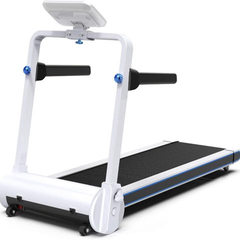 Folding Treadmill Electric Motorized Power Walking Jogging Running Exercise Fitness Machine Trainer Equipment for Home Gym Office Space Saver Easy Assembly