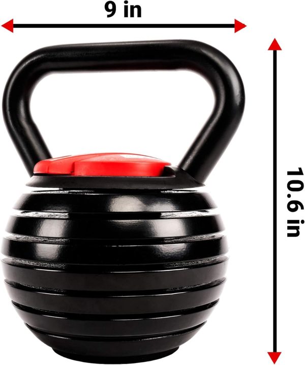 Adjustable Kettlebell with 7 Weight Levels from 10-40 lbs. Perfect for Abs, Arms, Legs, & Back Workouts