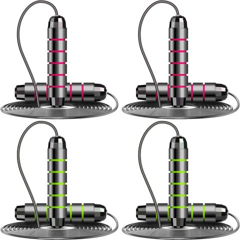 4 pack Jump Rope Skipping Rope for Rope Skipping, Speed Jump Rope for Exercise(green+red)
