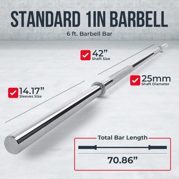 and 1 inch Barbell Weight Bars for Power-lifting and Strength Training