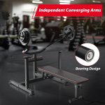 Bench Press Set, Chest Press Machine with Indendent Converging Arms, Adjustable F Incline Bench Press with Dumbbell Rack for Chest, Arm and AB Workouts Home Gym Equipment