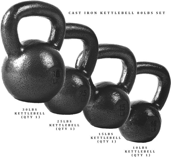 Barbell Black Cast Iron Kettlebell Single or Set | 10-80 Lbs
