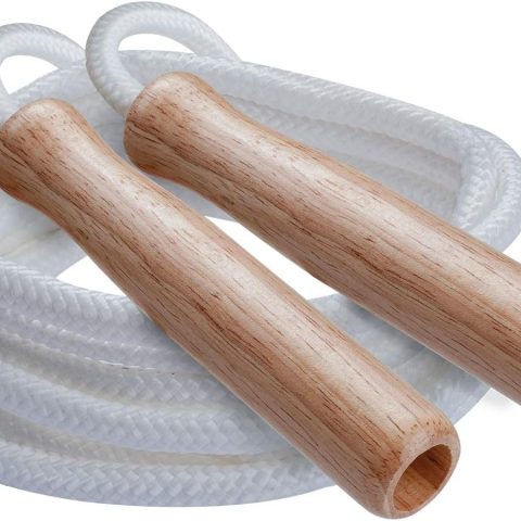 Champion Sports  Series Classic Nylon Jump Rope with Wood Handles - Multiple Lengths