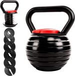 Adjustable Kettlebell with 7 Weight Levels from 10-40 lbs. Perfect for Abs, Arms, Legs, & Back Workouts