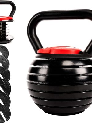Adjustable Kettlebell with 7 Weight Levels from 10-40 lbs. Perfect for Abs, Arms, Legs, & Back Workouts