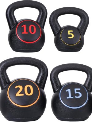 4-Piece Wide Grip Kettlebell Set, Exercise Fitness Concrete Weights, for Full Body  Workout,Exercise Fitness,Strength Training